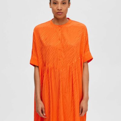 Femme SELECTED Klanningar | Satin Kort Klanning Orangeade