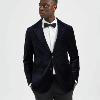 Homme SELECTED Kostymer & Kavajer | Sammet Kavaj Navy Blazer