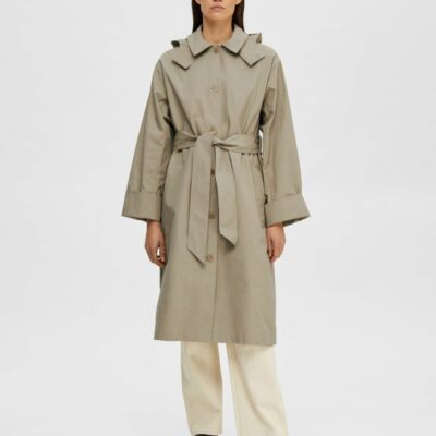 Femme SELECTED Ytterklader | Lang Trenchcoat Chinchilla