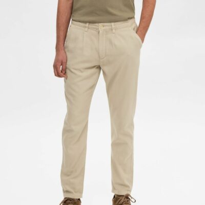 Homme SELECTED Byxor | Smal Passform Byxor Oatmeal