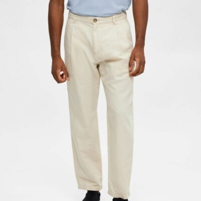 Homme SELECTED Byxor | Linneblandning Byxor Oatmeal