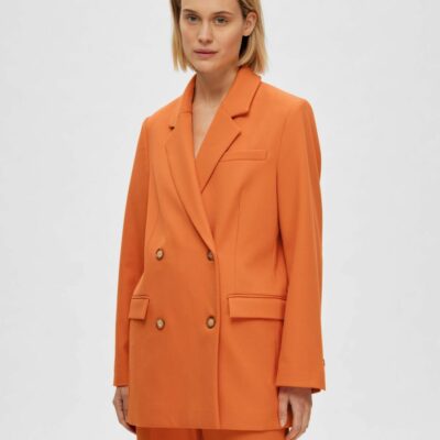 Femme SELECTED Kostymer & Kavajer | Overdimensionerad Dubbelknappt Kavaj Orangeade
