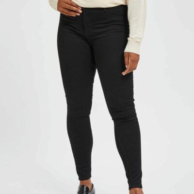 Femme SELECTED Byxor | Curve Hog Midja Skinny-Fit Jeggings Black