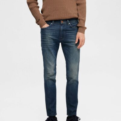 Homme SELECTED Byxor | 175 Blekt Bla Tvatt Slim Fit-Jeans Blue Denim