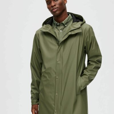 Homme SELECTED Ytterklader | Vattentat Regnjacka Deep Lichen Green