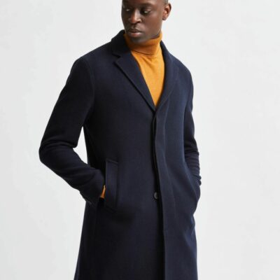 Homme SELECTED Ytterklader | Klassiska Yllekappa Dark Sapphire