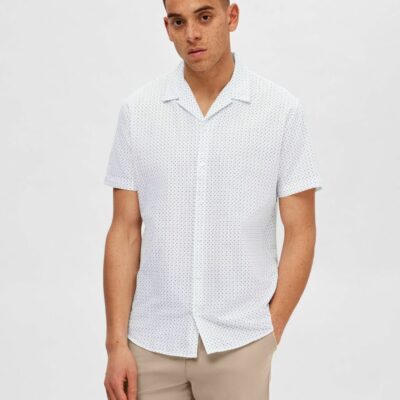 Homme SELECTED Skjortor | Linneblandning Normal Passform Skjorta White