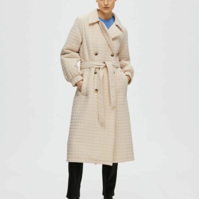 Femme SELECTED Ytterklader | Quiltad Trenchcoat Sandshell