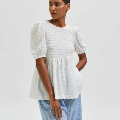 Femme SELECTED T-Shirts & Toppar | Peplum Topp Snow White